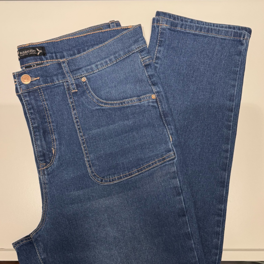 Nanette Lepore Classic Blue High Rise Slim Jeans Size 12 NWOT